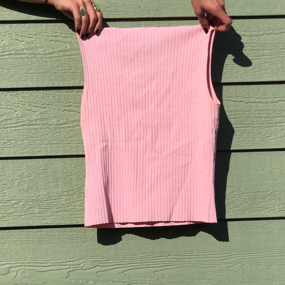 Ribbed pink sweater tank - Picture 3 of 5